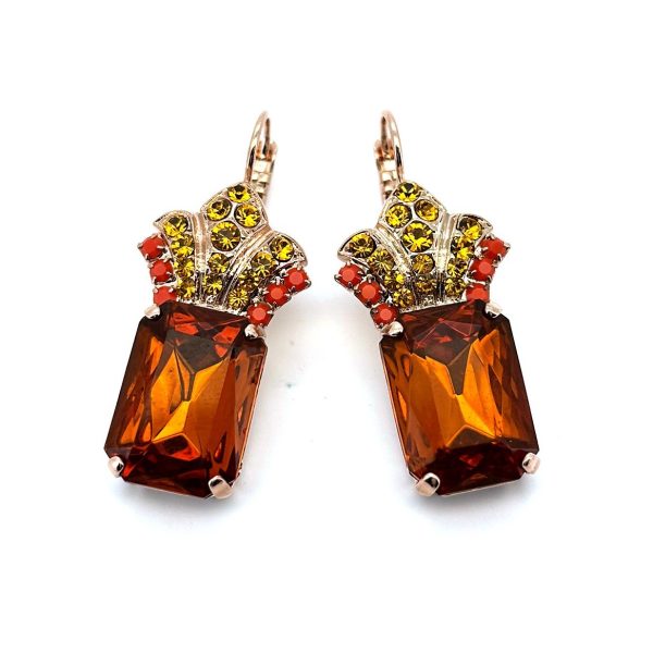 Earrings By Mariana Woman Opulent Topaz and Rose Peach Swarovski Crystals