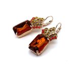 Earrings By Mariana Woman Opulent Topaz and Rose Peach Swarovski Crystals - Image 2