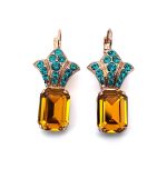 Earrings by Mariana Woman Alluring Topaz and Blue Zircon Swarovski Crystals