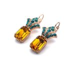 Earrings by Mariana Woman Alluring Topaz and Blue Zircon Swarovski Crystals - Image 2