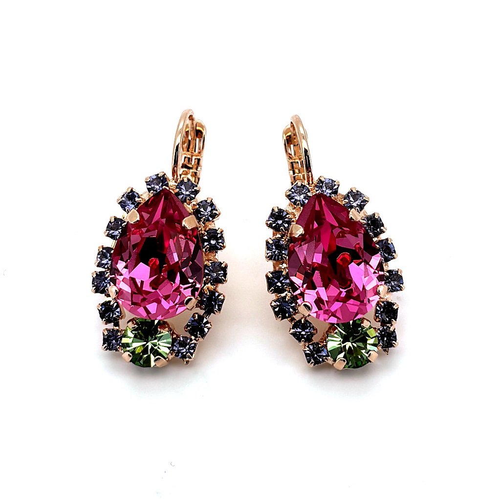 E-1259-1-803-RG6 (1) Earrings by Mariana Woman Luxurious Rose and Tanzanite Swarovski Crystals - Image 1