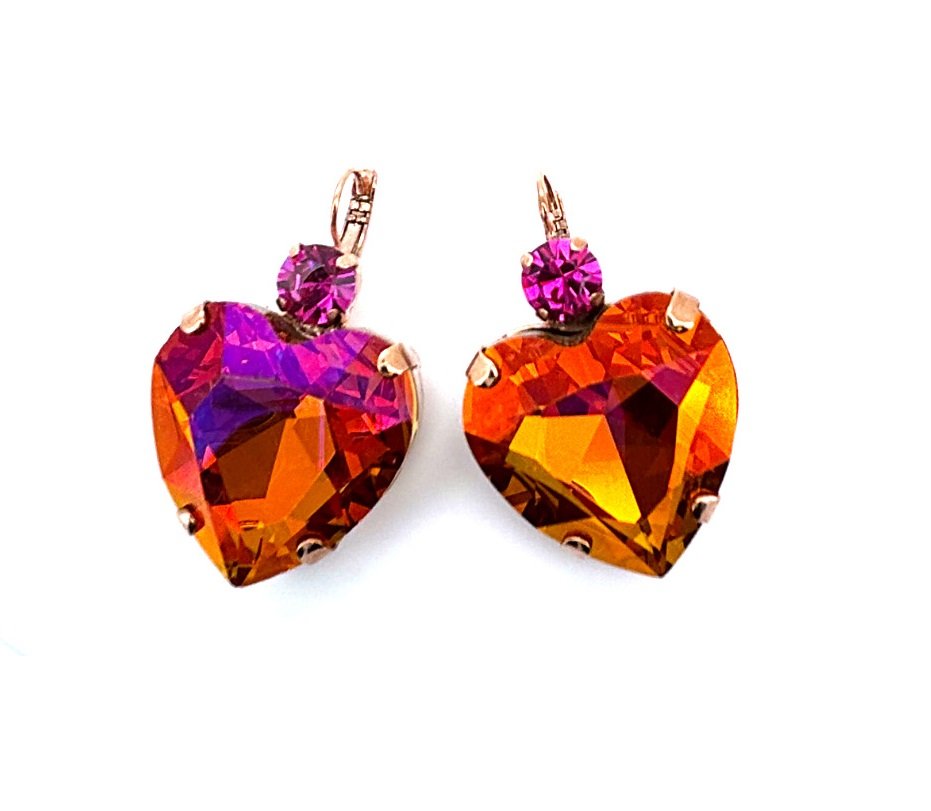 E-1482-4001-RG6 (1) Earrings by Mariana Woman Beautiful Astral Pink and Fuchsia Swarovski Crystals - Image 1