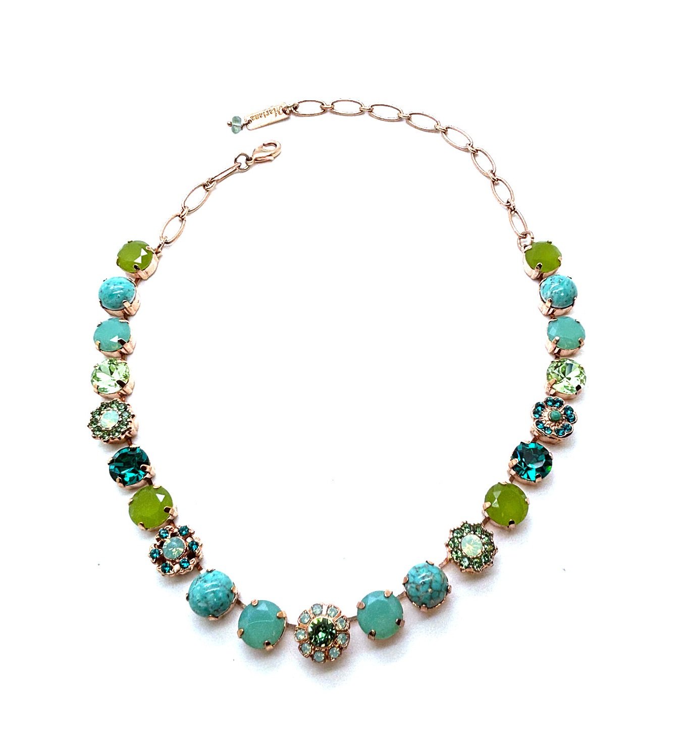 N-3174-M1076-RG (1) Necklace by Mariana Woman Exquisite Turquoise Mineral and Opal Swarovski Crystals - Image 1