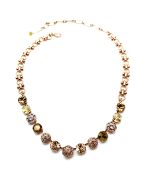 Necklace by Mariana Woman Ethereal Golden and Peach Swarovski Crystals