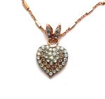 Necklace Pendant By Mariana Woman Heart Encrusted Moonlight and Silk Swarovski Crystals