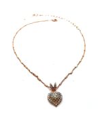 Necklace Pendant By Mariana Woman Heart Encrusted Moonlight and Silk Swarovski Crystals - Image 3