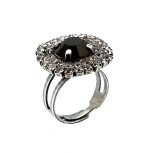 Ring by Mariana Woman Elegant Jet and Clear Swarovski Crystals