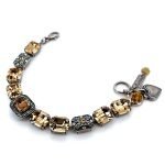Bracelet By Mariana Woman Beautiful Champagne and Amber Swarovski Crystals