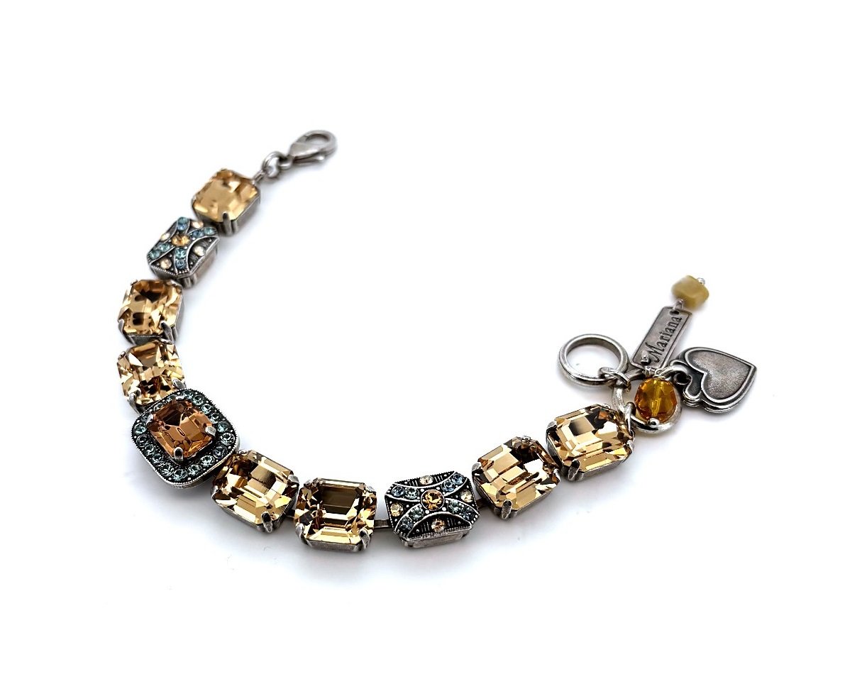 B-4040-4-216-3-SP (3) Bracelet By Mariana Woman Beautiful Champagne and Amber Swarovski Crystals - Image 1