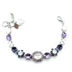 Bracelet by Mariana Woman Exquisite White Shell Mineral and Violet Swarovski Crystals