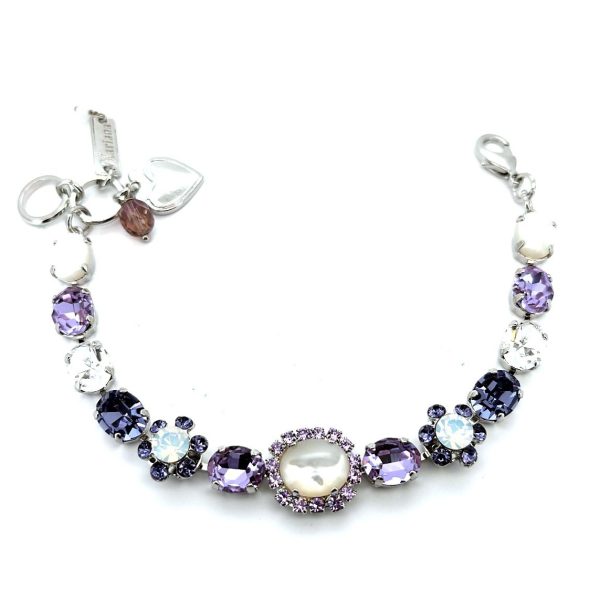 Bracelet by Mariana Woman Exquisite White Shell Mineral and Violet Swarovski Crystals