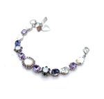 Bracelet by Mariana Woman Exquisite White Shell Mineral and Violet Swarovski Crystals - Image 2
