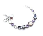Bracelet by Mariana Woman Exquisite White Shell Mineral and Violet Swarovski Crystals - Image 3