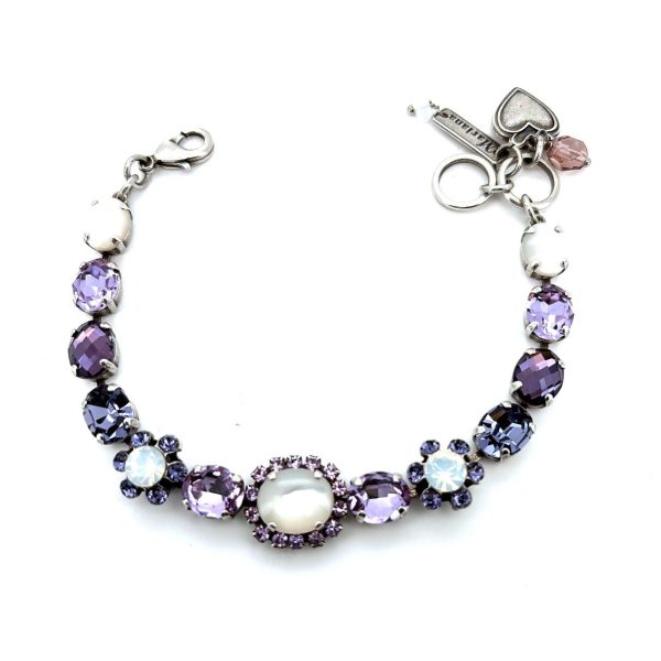 Bracelet by Mariana Woman Elegant White Shell Mineral and Amethyst Swarovski Crystals