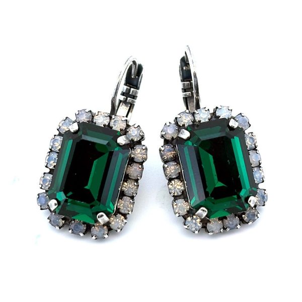 Earrings by Mariana Woman Glamorous Emerald and Opal Swarovski Crystals