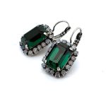 Earrings by Mariana Woman Glamorous Emerald and Opal Swarovski Crystals - Image 2