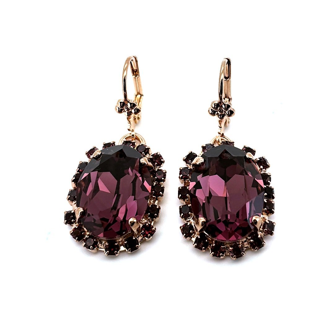 E-1090-1-1072-RG6 (3) Earrings by Mariana Woman Elegant Amethyst Swarovski Crystals - Image 1