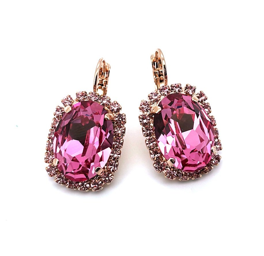 E-1090-1-1129-RG6 (1) Earrings By Mariana Woman Beautiful Rose Swarovski Crystals - Image 1