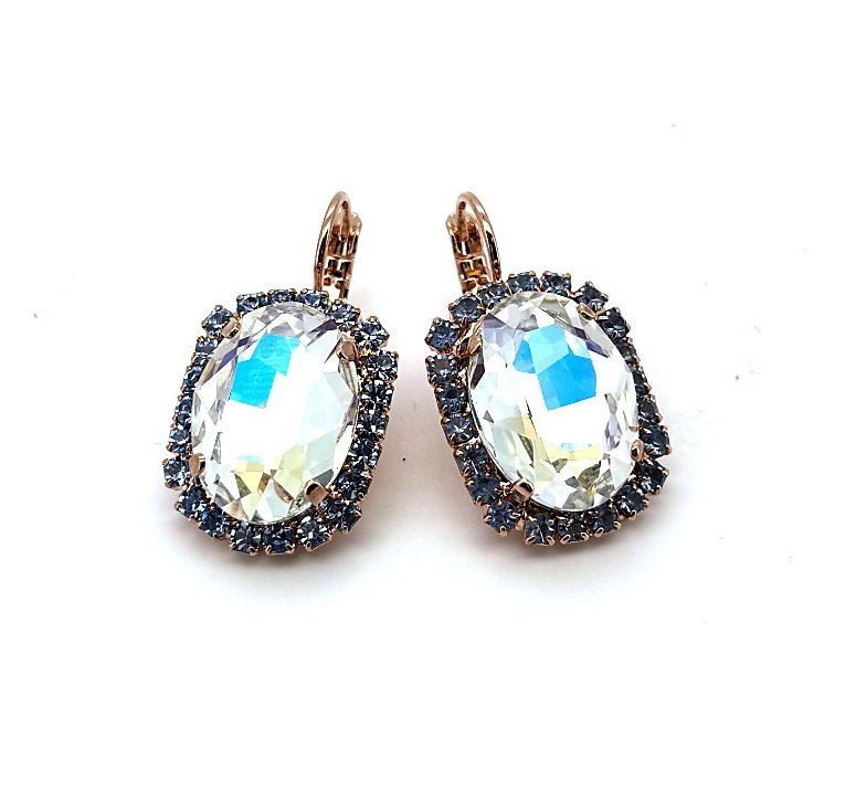 E-1090-1-1160-RG6 (1) Earrings by Mariana Woman Shimmering Moonlight and Sapphire Swarovski Crystals - Image 1