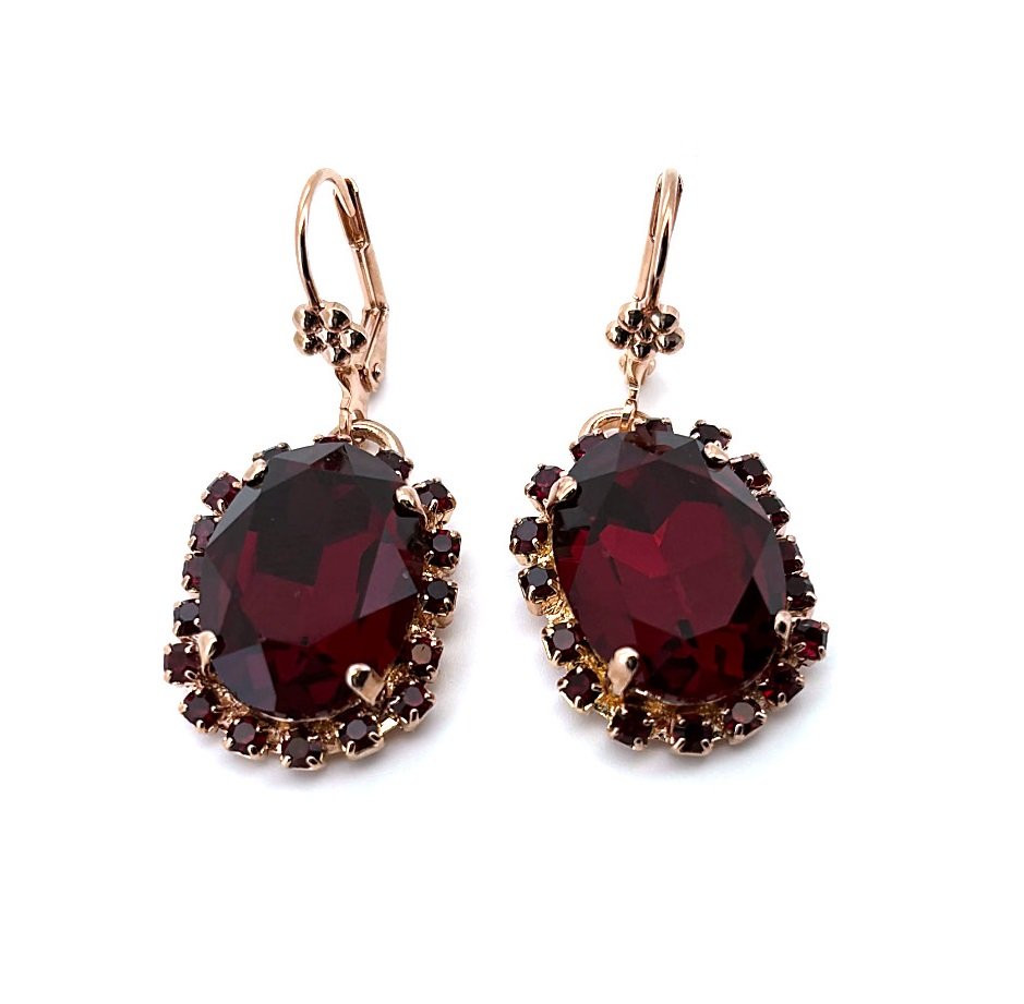 E-1090-1-208208-RG6 (2) Earrings by Mariana Woman Luxurious Siam Swarovski Crystals - Image 1