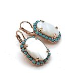 Earrings by Mariana Woman Precious White Shell Mineral and Turquoise Swarovski Crystals - Image 3