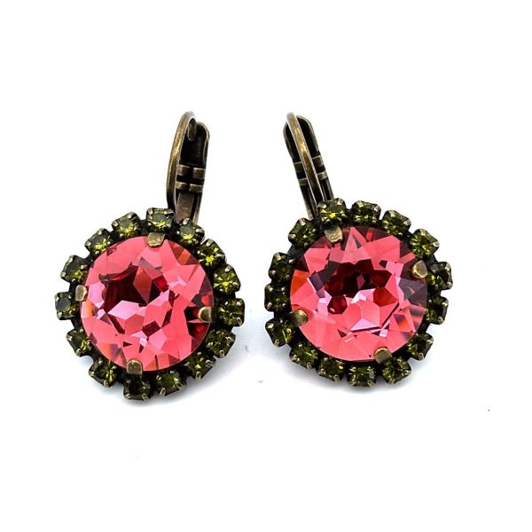 Earrings by Mariana Woman Adorable Rose and Olivine Swarovski Crystals