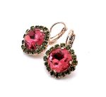Earrings by Mariana Woman Precious Rose and Olivine Swarovski Crystals - Image 2