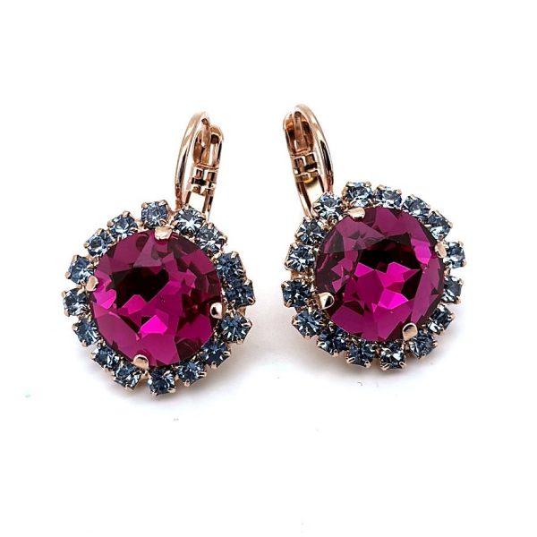 Earrings by Mariana Woman Charming Fuchsia and Sapphire Swarovski Crystals