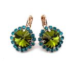 Earrings by Mariana Woman Ethereal Olivine and Zircon Swarovski Crystals