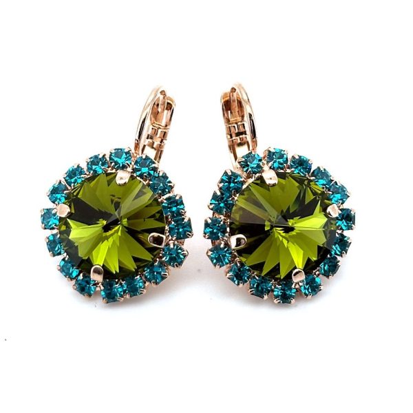 Earrings by Mariana Woman Ethereal Olivine and Zircon Swarovski Crystals