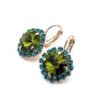 Earrings by Mariana Woman Ethereal Olivine and Zircon Swarovski Crystals - Image 2