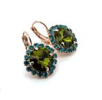 Earrings by Mariana Woman Ethereal Olivine and Zircon Swarovski Crystals - Image 3