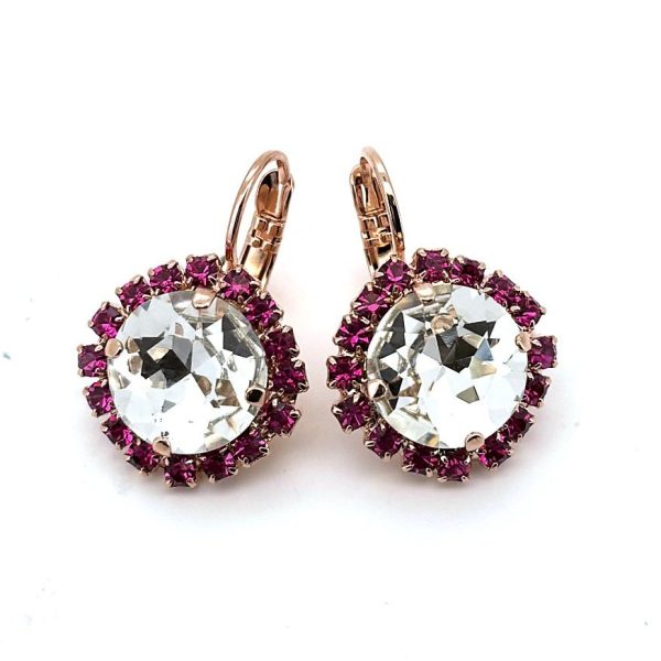 Earrings by Mariana Woman Sophisticated Clear and Fuchsia Swarovski Crystals
