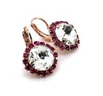 Earrings by Mariana Woman Sophisticated Clear and Fuchsia Swarovski Crystals - Image 3