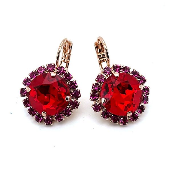Earrings by Mariana Woman Opulent Siam and Fuchsia Swarovski Crystals
