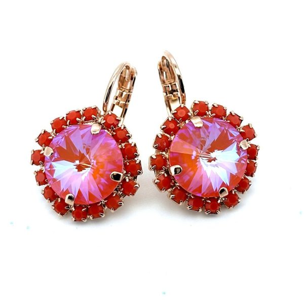 Earrings by Mariana Woman Beautiful Sunset and Coral Swarovski Crystals