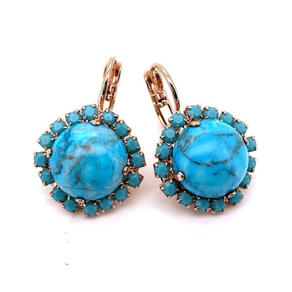 Earrings by Mariana Woman Precious Turquoise Mineral Swarovski Crystals