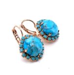 Earrings by Mariana Woman Precious Turquoise Mineral Swarovski Crystals - Image 3