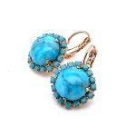 Earrings by Mariana Woman Precious Turquoise Mineral Swarovski Crystals - Image 2
