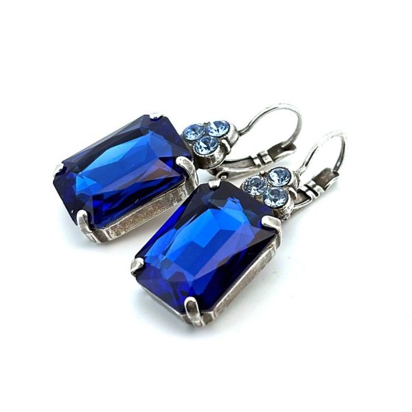 Earrings By Mariana Woman Classy Royal Blue and Aquamarine Swarovski Crystals-SP