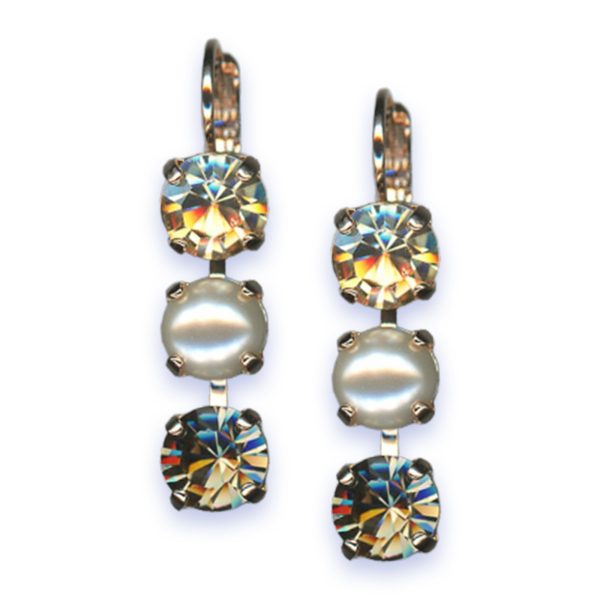 Earrings by Mariana Woman Elegant Pearl and Golden Swarovski Crystals