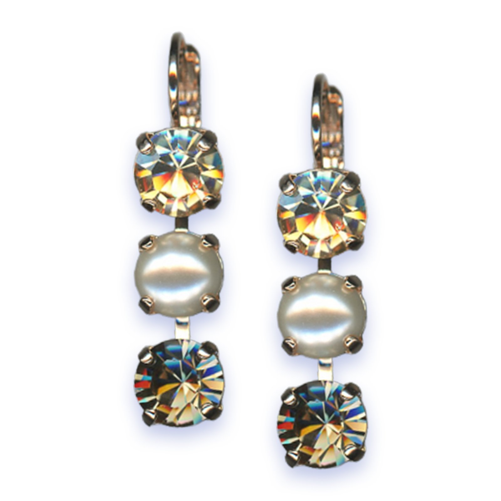 E-1440-1-1132-RG6 (3) Earrings by Mariana Woman Elegant Pearl and Golden Swarovski Crystals - Image 1