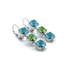 Earrings by Mariana Woman Charming Peridot and Aqua Swarovski Crystals - Image 4