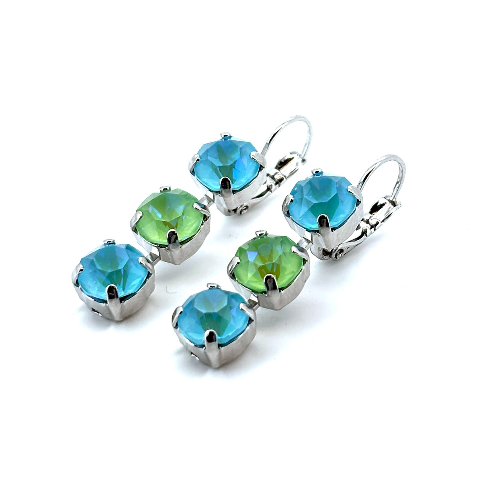 E-1440-1-146-2-RO6 (2) Earrings by Mariana Woman Charming Peridot and Aqua Swarovski Crystals - Image 1