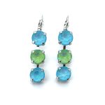 Earrings by Mariana Woman Charming Peridot and Aqua Swarovski Crystals - Image 2