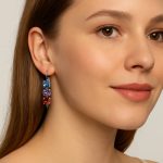 Earrings by Mariana Woman Chic Sapphire and Peach Swarovski Crystals - Image 3