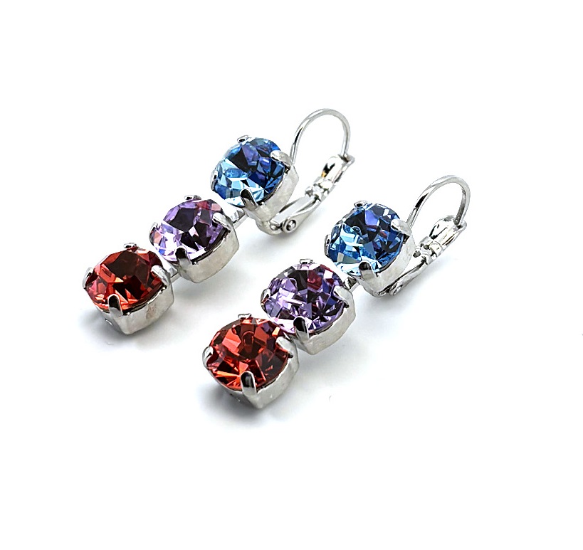 E-1440-1-211-5-RO6 (4) Earrings by Mariana Woman Chic Sapphire and Peach Swarovski Crystals - Image 1