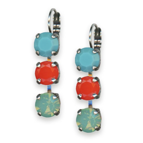 Earrings by Mariana Woman Timeless Turquoise and Coral Swarovski Crystals