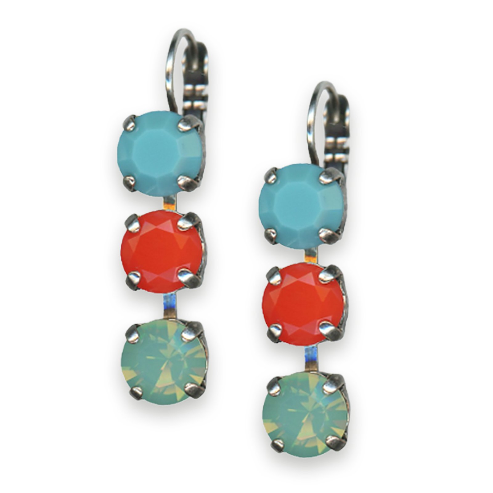 E-1440-1-267-1-SP6 (1) Earrings by Mariana Woman Timeless Turquoise and Coral Swarovski Crystals - Image 1