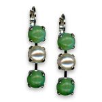 Earrings by Mariana Woman Timeless Turquoise Mineral and Pearl Swarovski Crystals